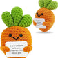 Jelutar Mini Funny Positive Potato, 3 Inch Knitted Doll With Positive Card For Cheer Up Gifts And Party Decorations, Cute Positive Potato Crochet Doll For Birthday Gifts (Positive Carrot)