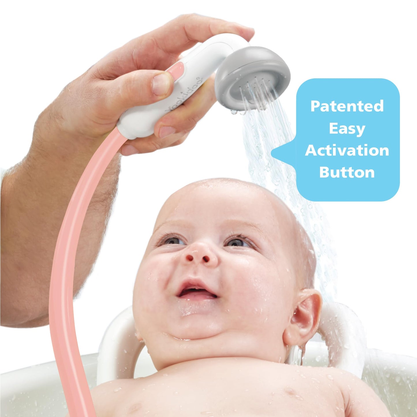 Yookidoo Baby Bath Shower Head - Elephant Bath Toy And Trunk Spout Rinser - For Newborn Babies In Tub Or Sink (Pink)