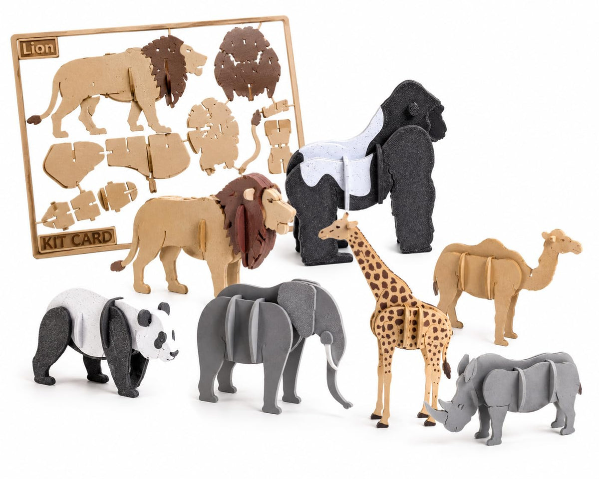 KyneteCraft 3D Animal Puzzle Kit Cards | DIY SlotTogether Animal Models | Educational STEM Craft for Kids | Kids Puzzle Toy | W