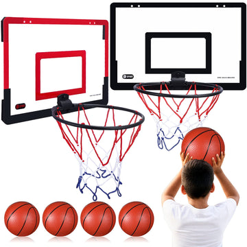 Sosation 2 Pcs Mini Basketball Hoop with 4 Basketball  Sticky Hook  Pump  Indoor No Drilling Basketball Hoop Decompress Game for Kid mature-themed Gift(Classic Style)