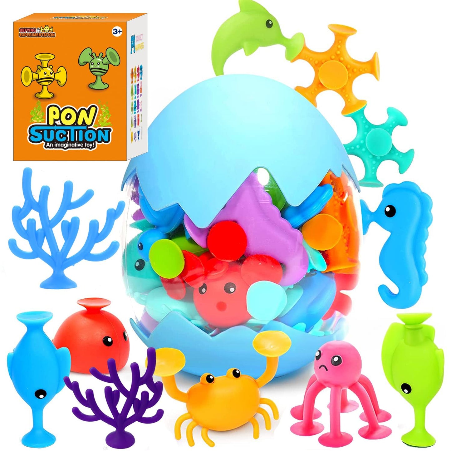 Suction Toys, 40 Pcs Kids Bath Toys Sensory Toys For 3 4 5 6 7 Year Old Boys