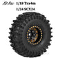 RcarmubWow RC 1.0'' Beadlock Wheels and Tires for RC Crawler 1/18 TRX4M,1/24 SCX24,Brass 1.0 Beadlock Wheels RC Rims w/ 1.0 Bead