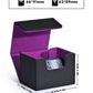 Zlca Card Deck Box For Trading Cards, Mtg Commander Deck Box Holds 120+ Single Sleeved Cards, Leather Magnetic Card Storage Box Fits For Tcg Ccg Magic Cards (Black& Purple)