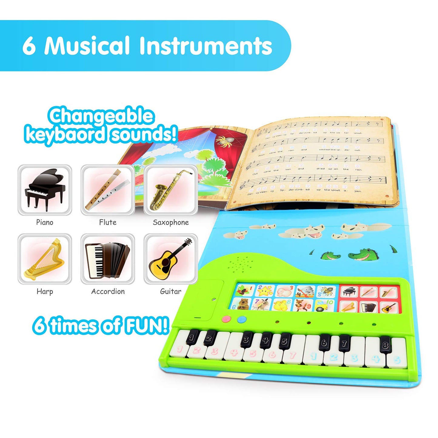 BEST LEARNING My First Piano Book - Educational Musical Toy for Toddlers, Ages 3-5, Plastic, Model 9201, White/Black/Silver