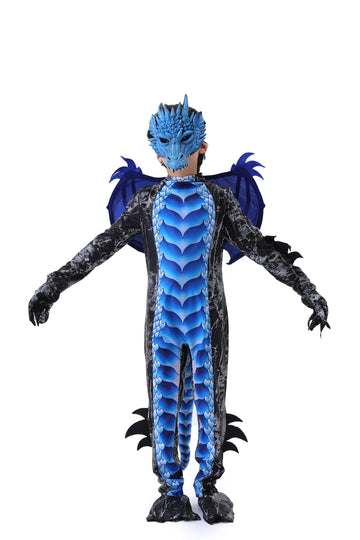 Clothand Dragon Costume Kids, Dragon Costume For Boys With Dragon Wings, Tail, Gloves And Mask Set For Halloween Dress Up - L (B