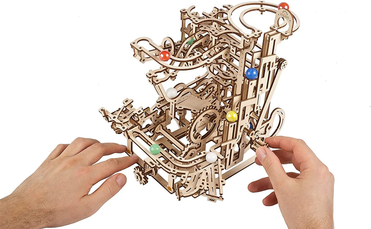 UGEARS 3D Wooden Puzzles for mature-themeds - Wooden Marble Run Tiered Hoist Model Kit - Advanced Wooden 3D Puzzle Model Building Kits - DIY Marble Race as Hobbies for Men and Women mature-themed Crafts - 315 Pcs