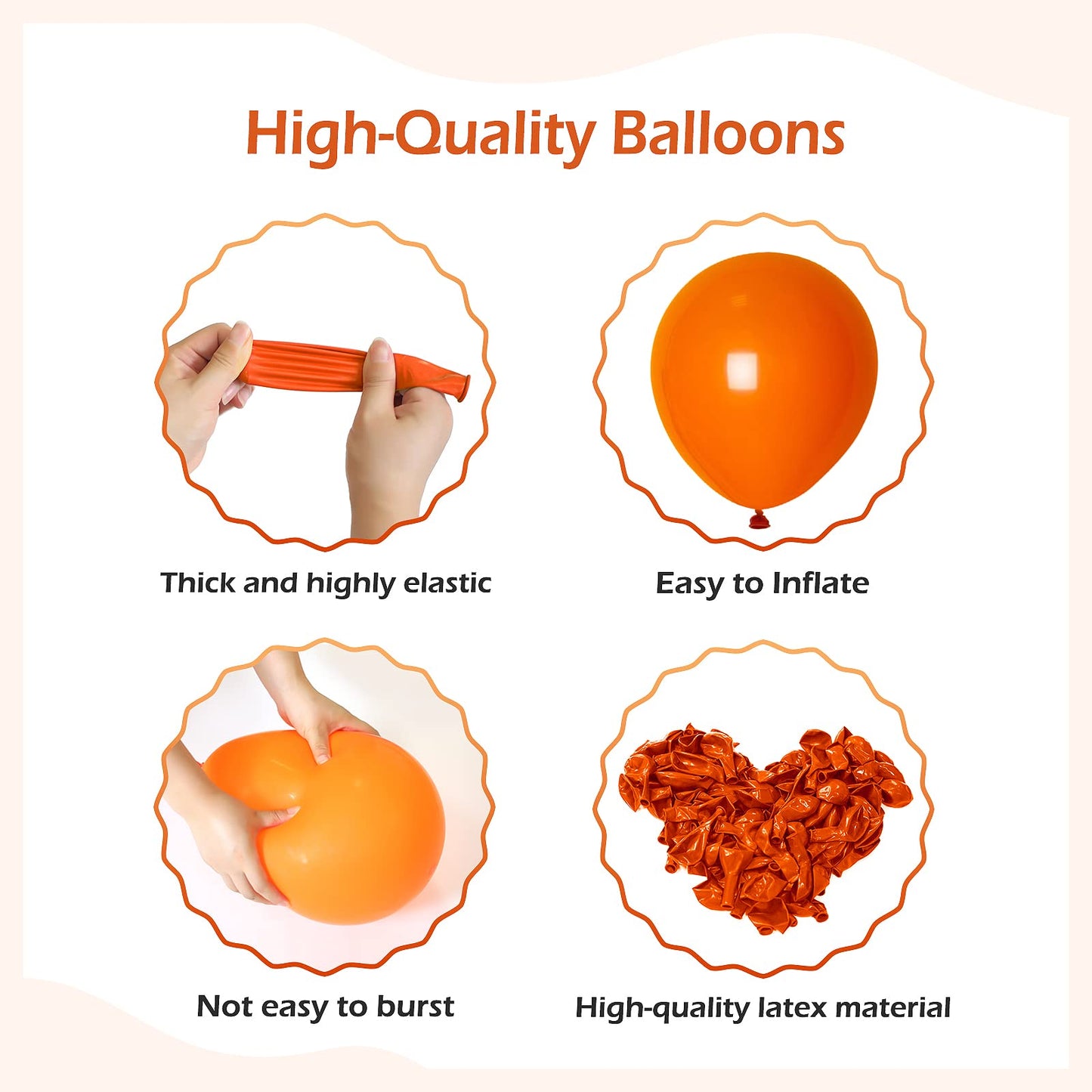 Fotiomrg 110Pcs Orange Balloon Garland Arch Kit, 18 12 10 5 Inch Orange Latex Balloons Different Sizes Pack For Birthday Graduat
