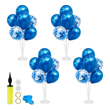 Zjdhpty 4Set Blue Balloon Stand, Balloon Stands For Table, Blue Table Centerpiece For Father'S Day Graduation Boy Baby Shower Ge