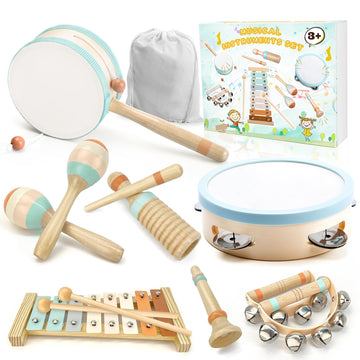 Toddler Musical Instruments-Musical Toys Wooden Montessori Toys For Toddlers 1-3 , Baby Musical Instruments With Modern Boho Xyl