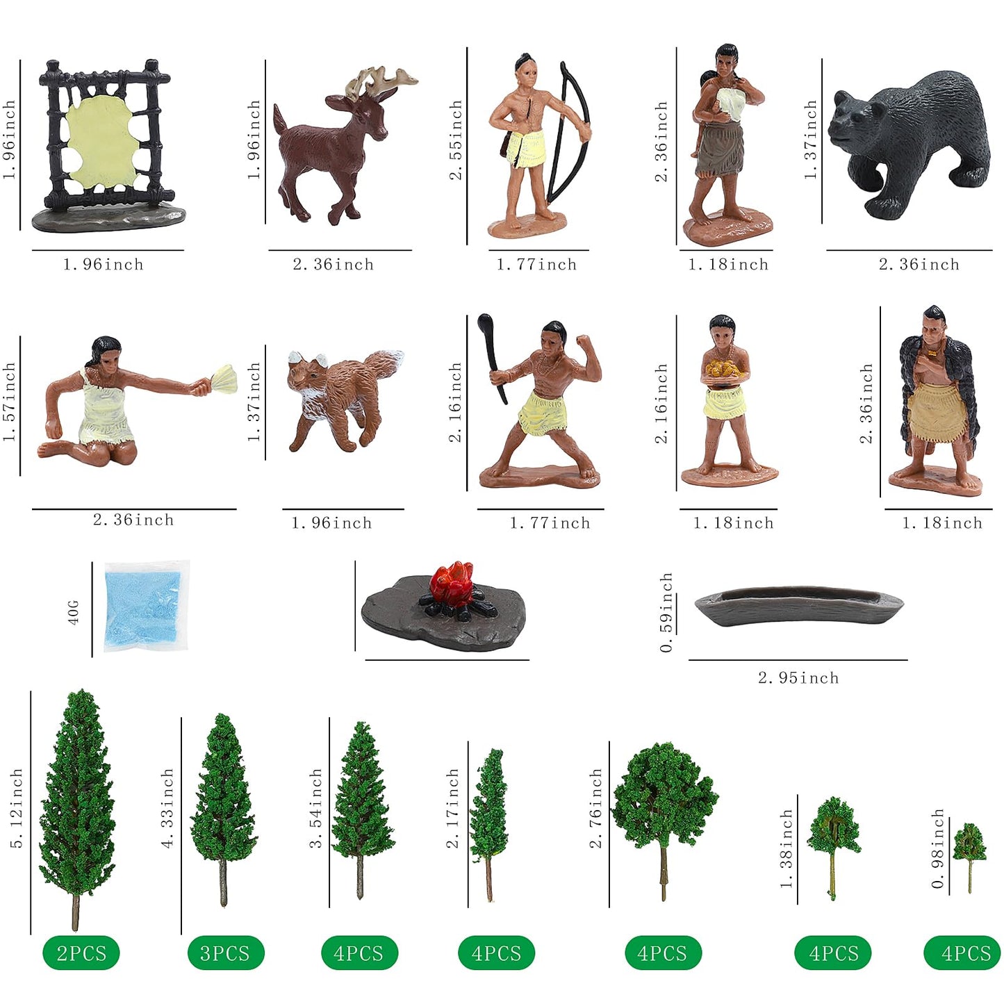 Onest 41 Pieces Native American Figurines Indian Figurines Indians Historical Plastic Action Figures For Projects Decoration Bir