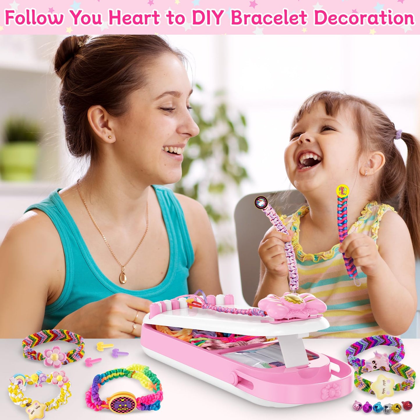 Friendship Bracelet Making Kit for Girls-DIY Bracelets Maker Art & Craft Kits for Kids-Jewelry String Braiding Set Toys for Age