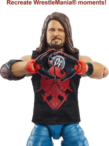 Mattel ?Aj Styles Wrestlemania Elite Collection Action Figure With Entrance Shirt & Vince Mcmahon Build-A-Figure Pieces, 6-In / 15.24-Cm Posable Collectible Gift For Fans Ages 8 Years Old & Up