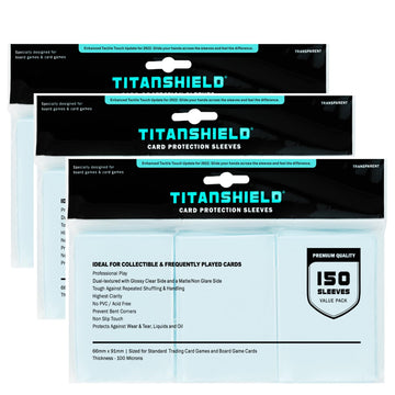 Titanshield [3-Pack 450 Sleeves Bundle Premium Clear Card Sleeves Compatible With Standard Sized Board Games, Mtg Magic The Gathering, Pokemon, Lorcana And Trading Cards 2.5' X 3.5' 66X91Mm