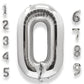Aule 40 Inch Big Silver 0 Balloon Number Large Foil Helium Number Balloons 0-9 Jumbo Giant Happy 0Th Birthday Party Decorations