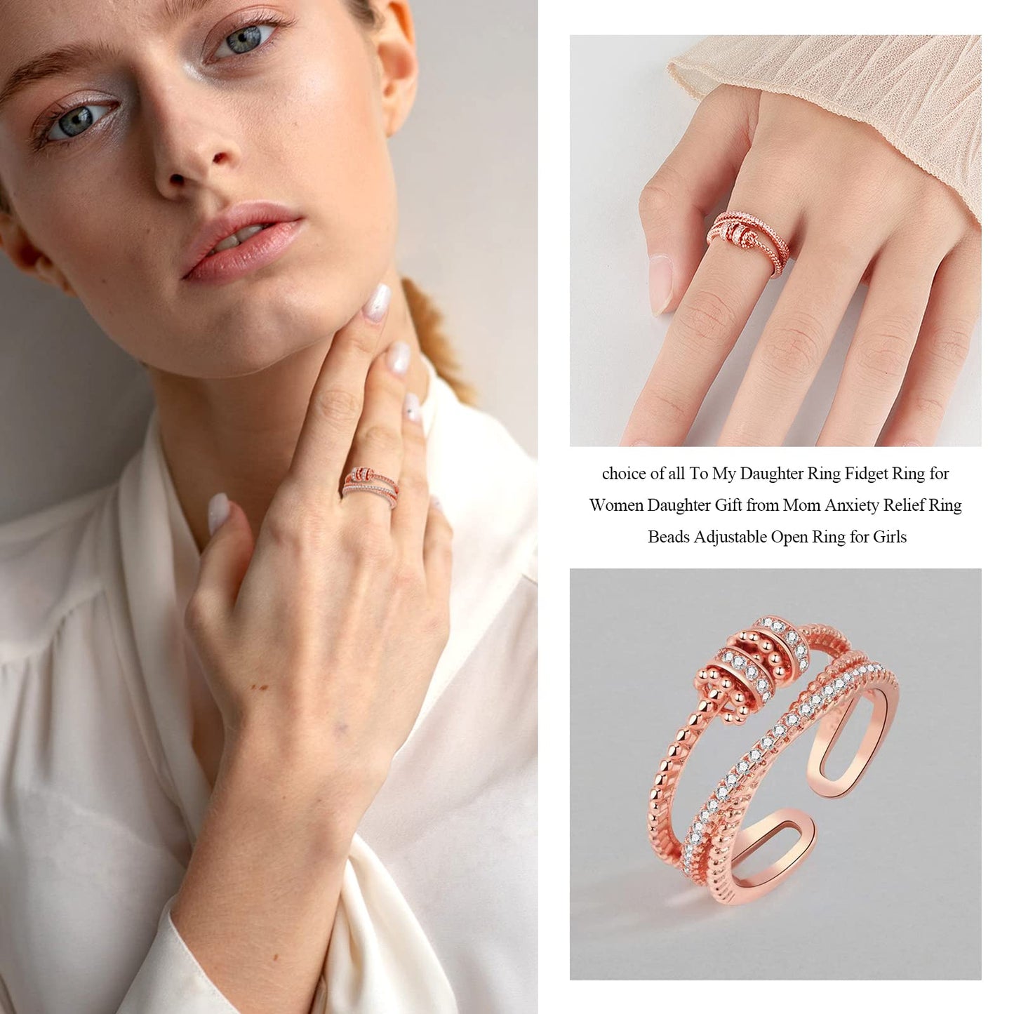 Choice Of All Daughter Gifts From Mom To My Daughter/Wife/Sister/Girlfriend/Mom Fidget Ring Anxiety Spinner Ring For Women Mothe
