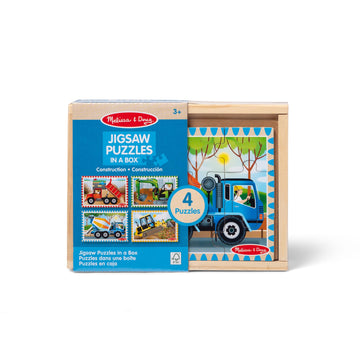 Melissa & Doug Construction Vehicles 4-In-1 Wooden Jigsaw Puzzles In A Box (48 Pcs) - Fsc Certified