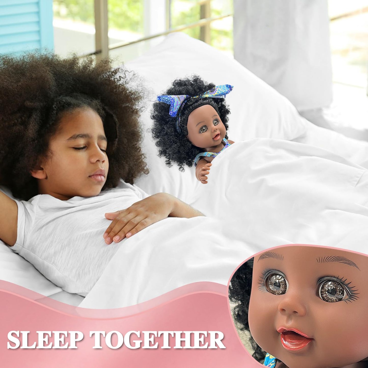 Nice2You Black Baby Doll For Girl, 10 Inch African American Black Doll With Dress, Reborn Realistic Baby Doll For Kids Aged 1 2 3 4 5, Small Silicone Black Doll Toy With Curly Hair For Birthday