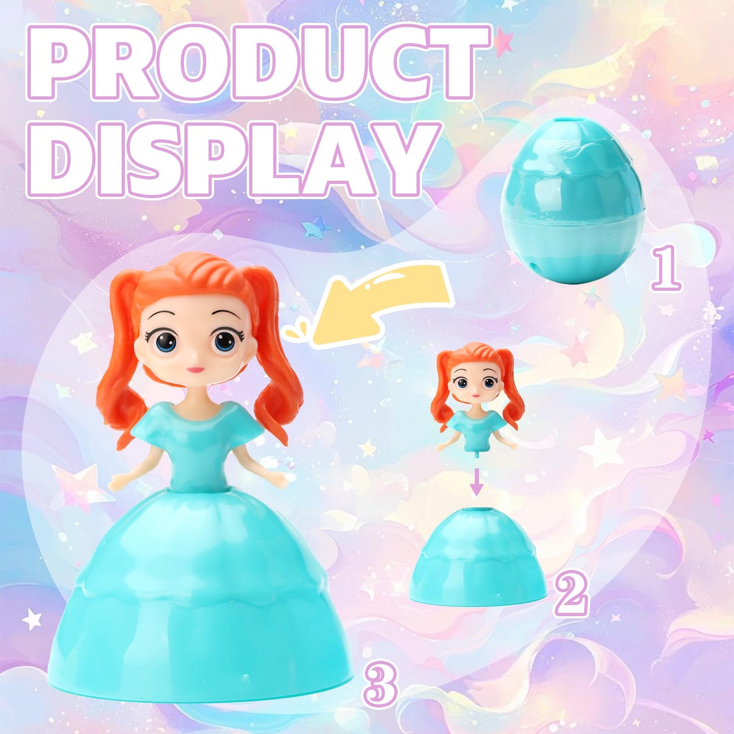 12Pcs Easter Egg Prefilled Princess Toys Easter Gifts For Kids Basket Stuffers Hunting Eggs Party Favor