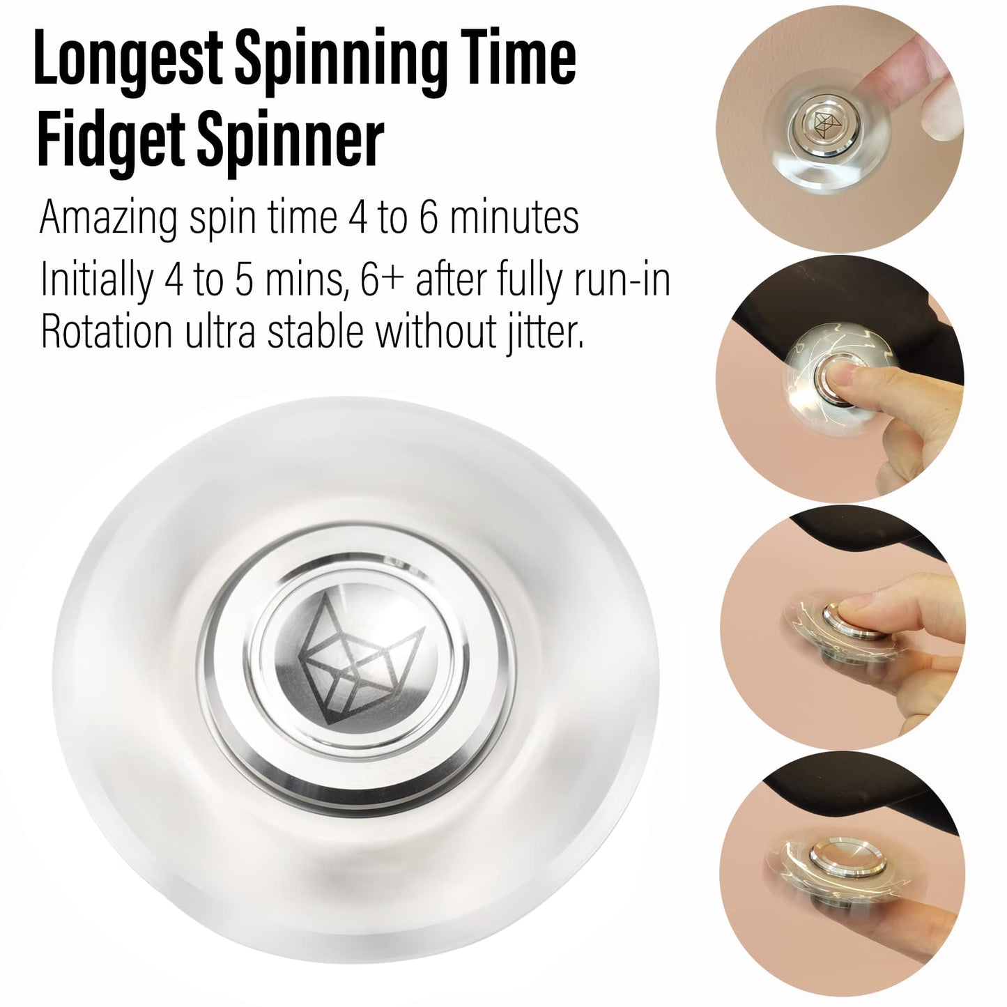 Freelove Metal Fidget Spinner, Stainless Steel Heavy, Long Spinning Toys, Cool Silent, Small Mini 2Nd Fox Figette Spiner For Adu