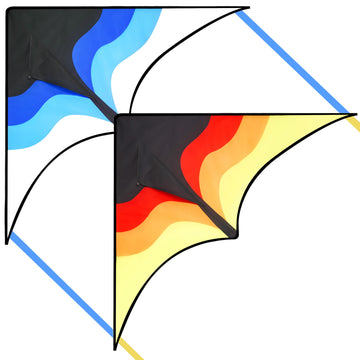 Syncfun 2 Packs Large Delta Kite Gradient Blue And Yellow- Easy To Fly For Kids And Adults, Beach Kite With 328 Ft String For Ou