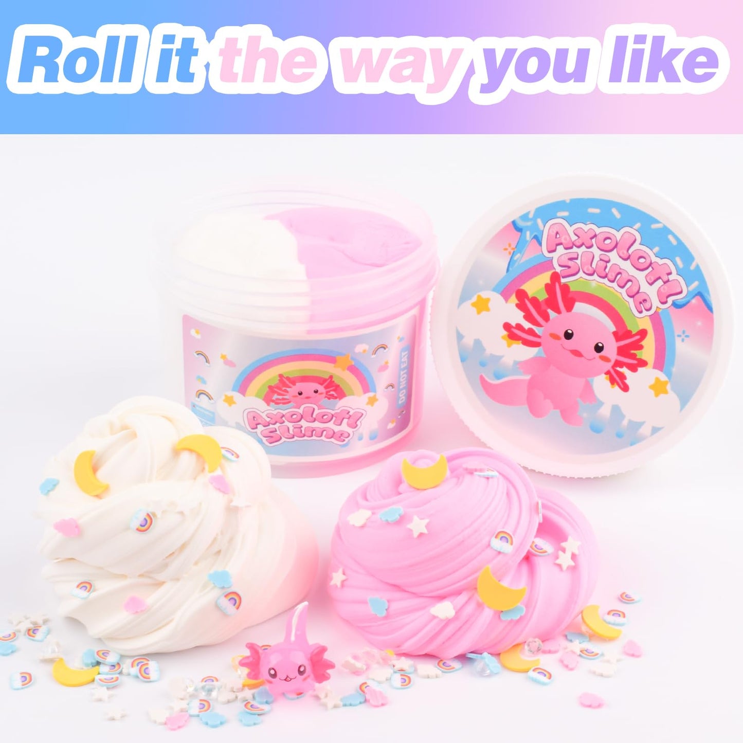 MERMAIDSLIME Pink Axolotl Butter Slime, 8 oz Non-Sticky DIY Stress Relief Toy, Scented Party Favor for Kids