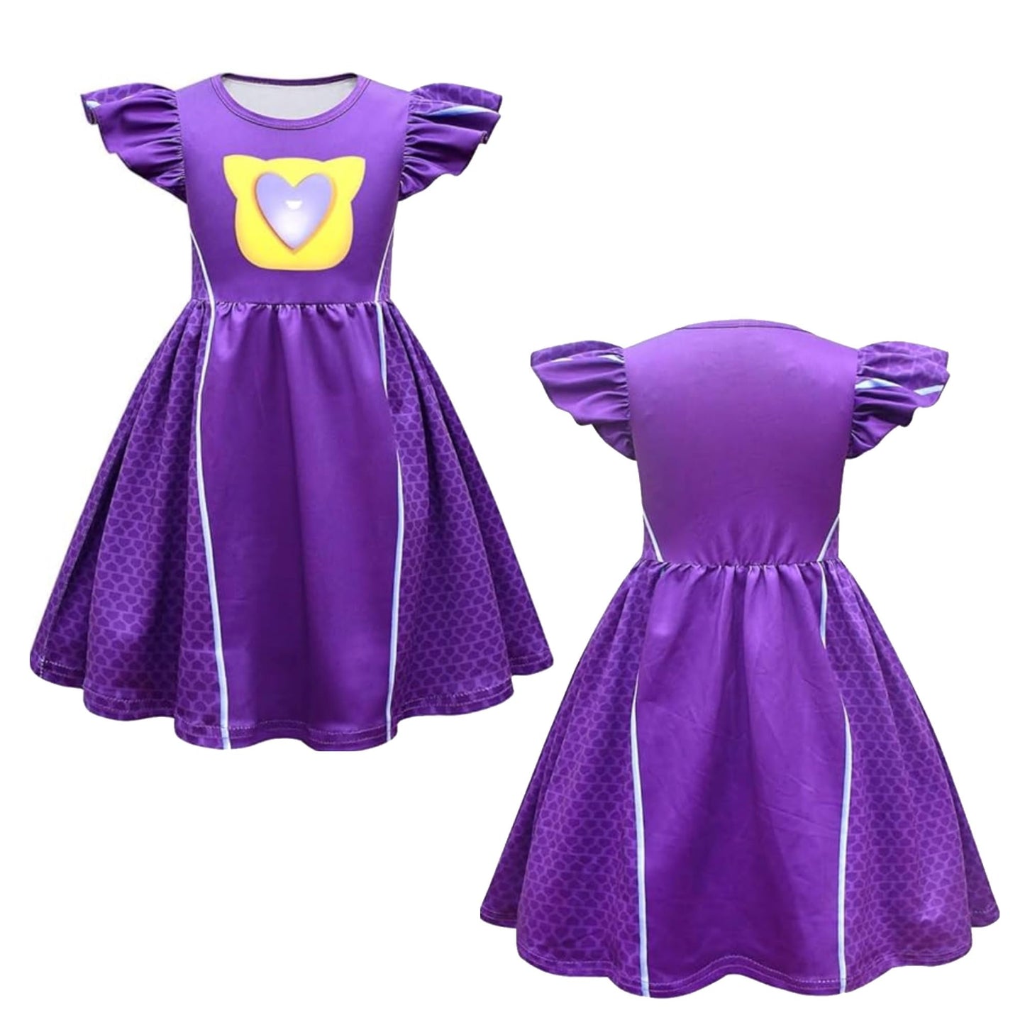 SHELOVESIT Girls Superhero Cosplay Costume Kitties Dress Movie Character Cat Dress Up Outfits - 110cm/3T-4T - Purple