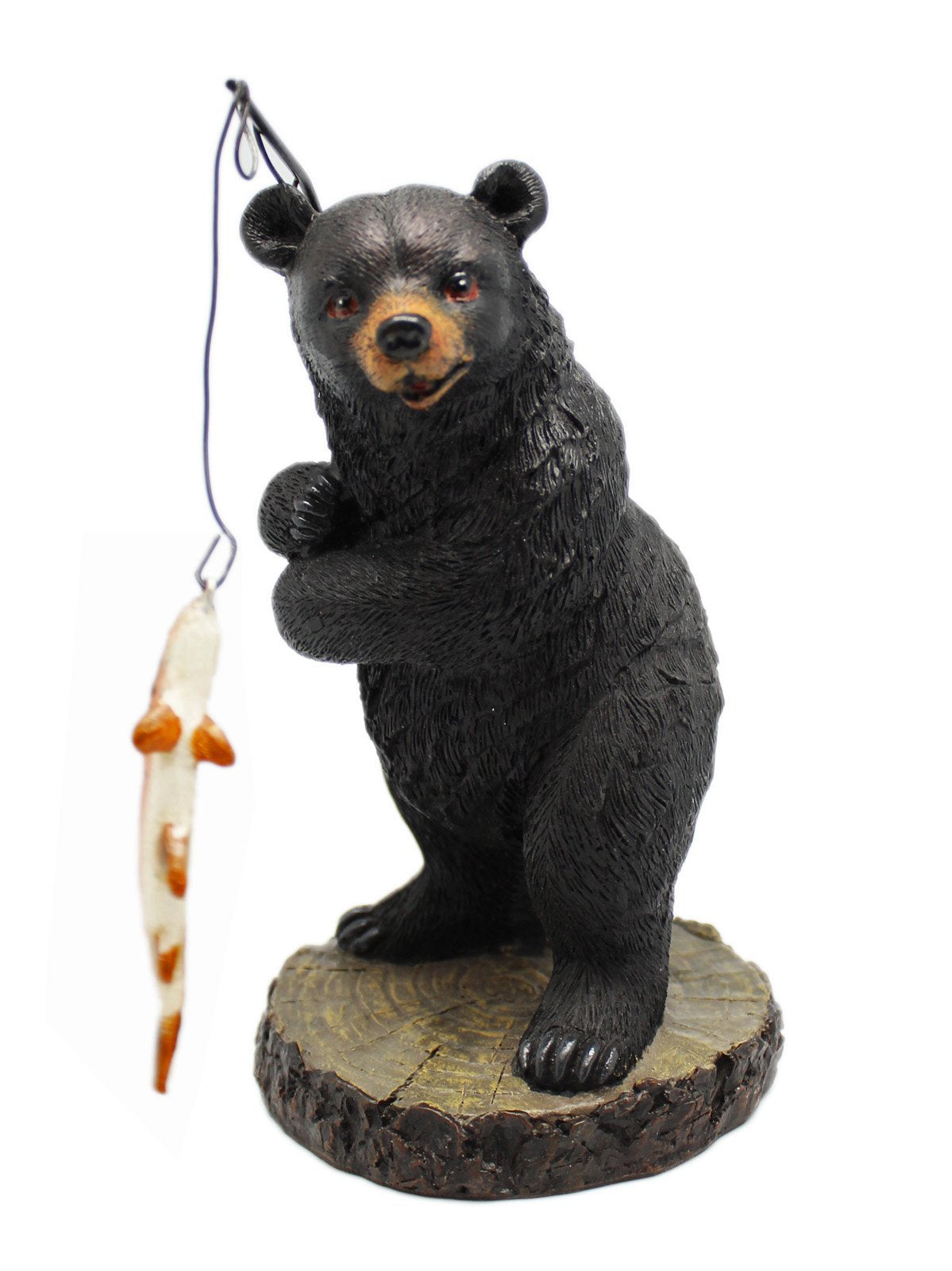Stealstreet Ss-G-54267 Black Bear Fishing On Black Rock Figurine, 7'