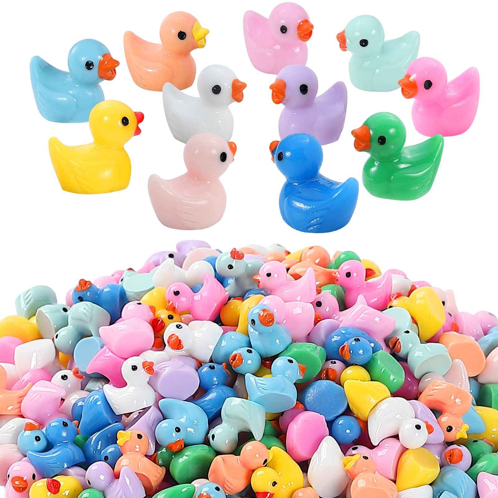 GliSun 220 Pieces Mini Resin Ducks Tiny Duck for Garden Micro Landscape Ornament Dollhouse Prank Christmas Falloween Birthday Pa