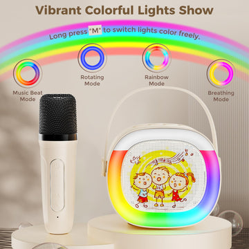 Hwwr Kids Karaoke Machine, Portable Bluetooth Speaker With Wireless Microphone, Christmas Birthday For Girls 4, 5, 6, 7, 8, 9, 1