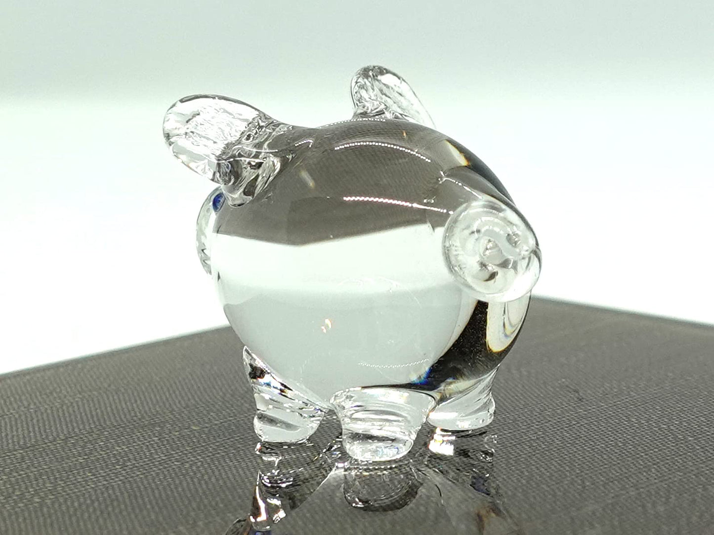 Sansukjai Pig Tiny Miniature Figurines Animals Hand Blown Glass Art Collectible Gift Decorate, V1 (Clear)