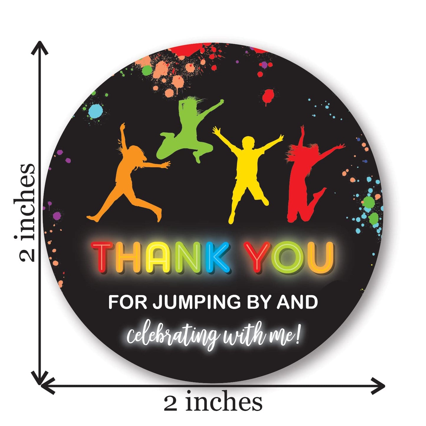 2 Round Trampoline Bounce Jump Birthday Party Favor Stickers - Set of 40