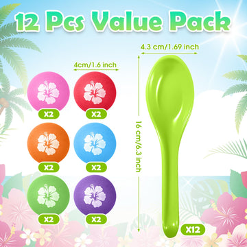 VercanMonth 12 Pcs Luau Games Hawaiian Spoon Race Games Toy Set Luau Party Favors Tropical Summer Birthday Party Themed Ball and