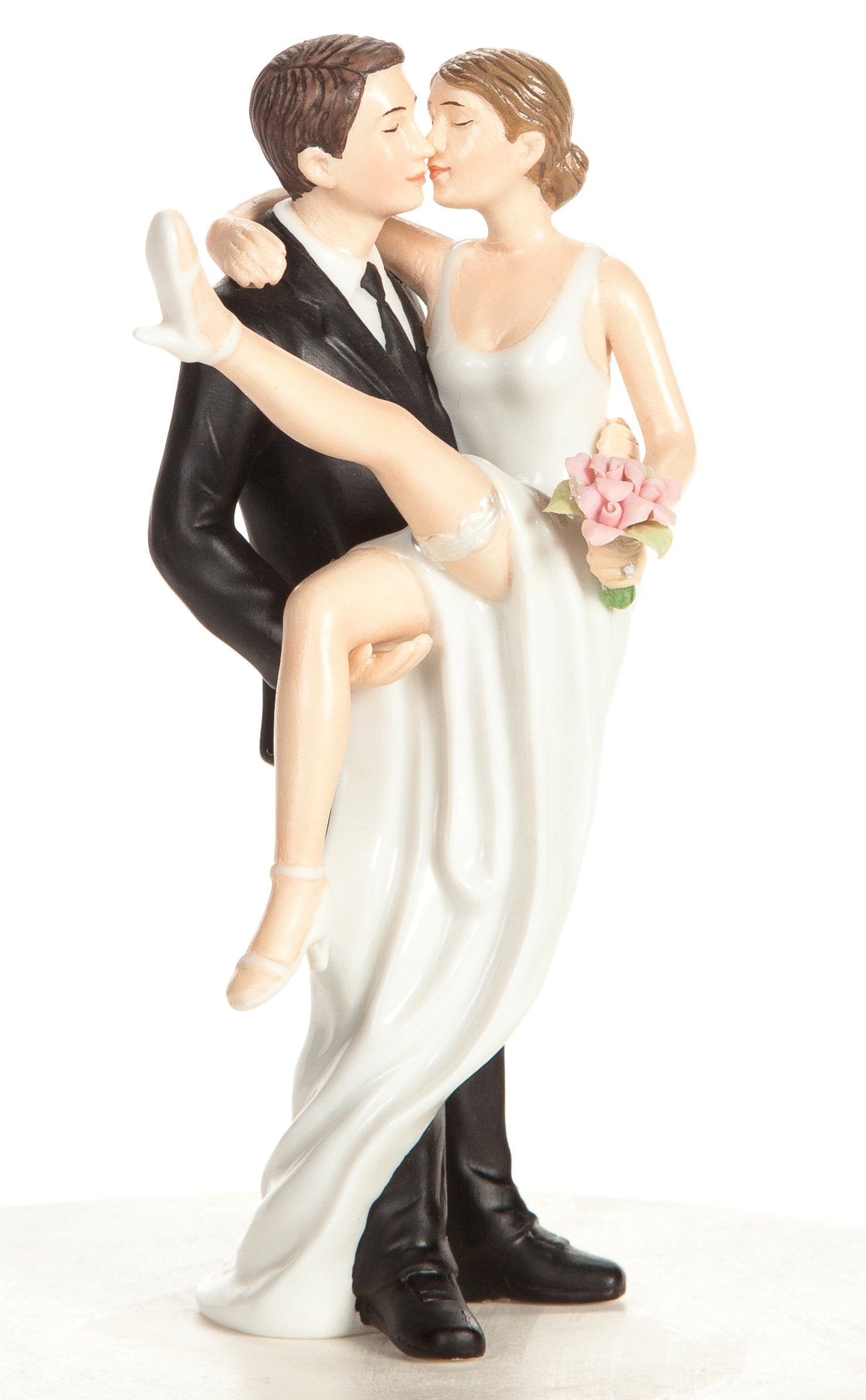 Wedding Collectibles Funny Sexy Over the Threshold Wedding Cake Topper with Bride and Groom | Fun  Sexy  Humorous Figurine | Groom Holding Bride | Fine Porcelain | 5.5 Inches
