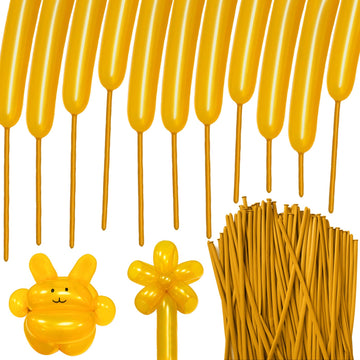 Hykjnbw Gold Long Balloons For Balloon Animals, 260Q Balloons Art Kit For Twisting, Skinny Modeling Balloons Supplies For Birthd