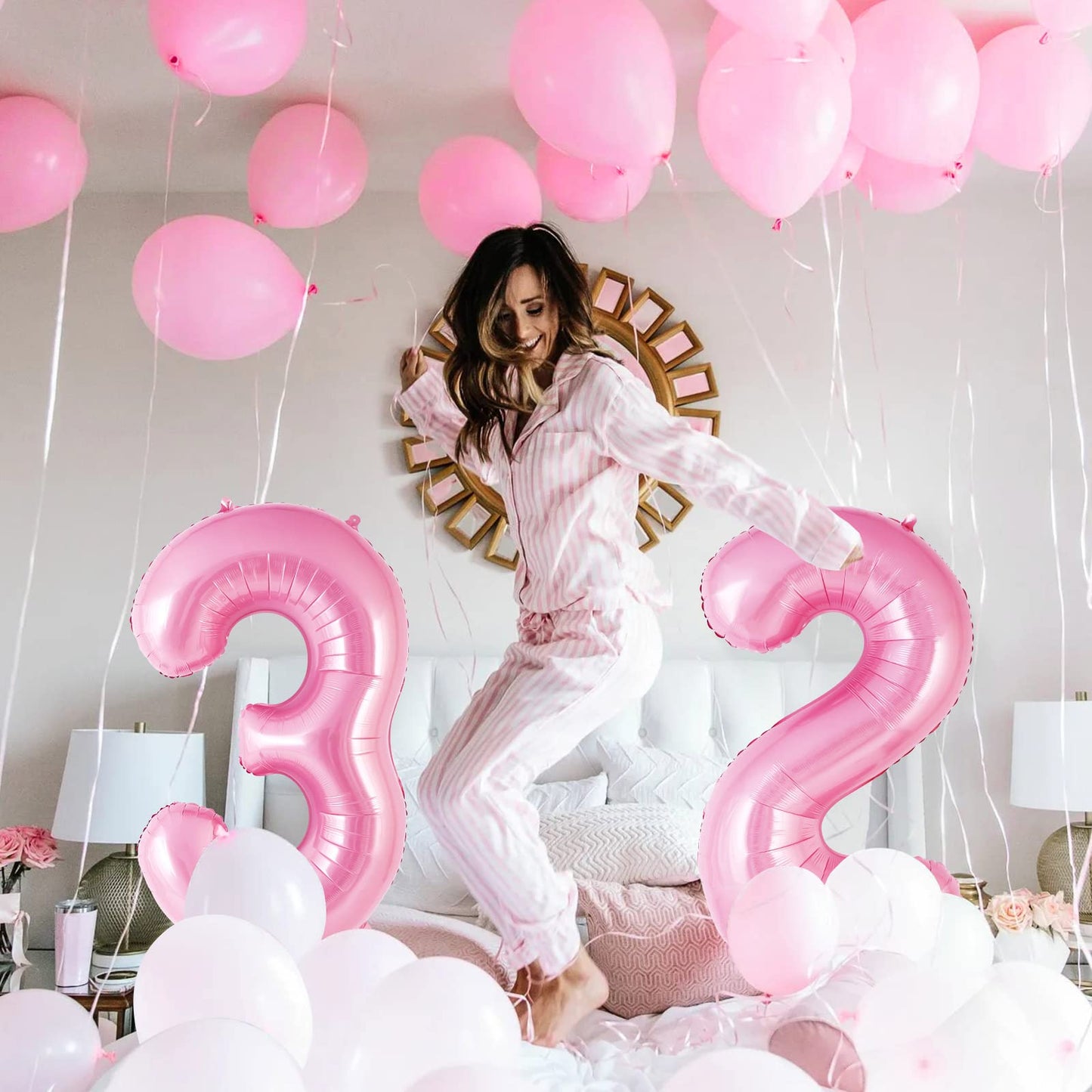 Pink Number 2 Balloon 40 Inch, Big Large Foil Helium Number Balloons, Jumbo Giant Mylar Number 2 Balloons For 2 Second Birthday