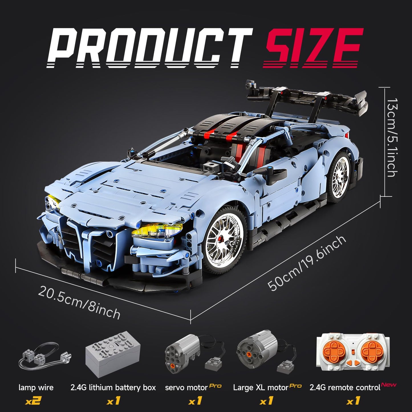 Remote Control Car Building Kit, 1:10 M4 Champion Racing Car Building Blocks And Challenge Construction Toys, Gift For Technical