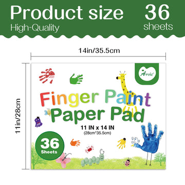Aroic 36 Sheets Finger Paint Paper 11 X 14 Inches, Paint Pad For Kids, Fingerpaint Paper For Toddlers And Kids, Kids Art Supplies, Art Paper Construction Paper For Finger Painting, Drawing