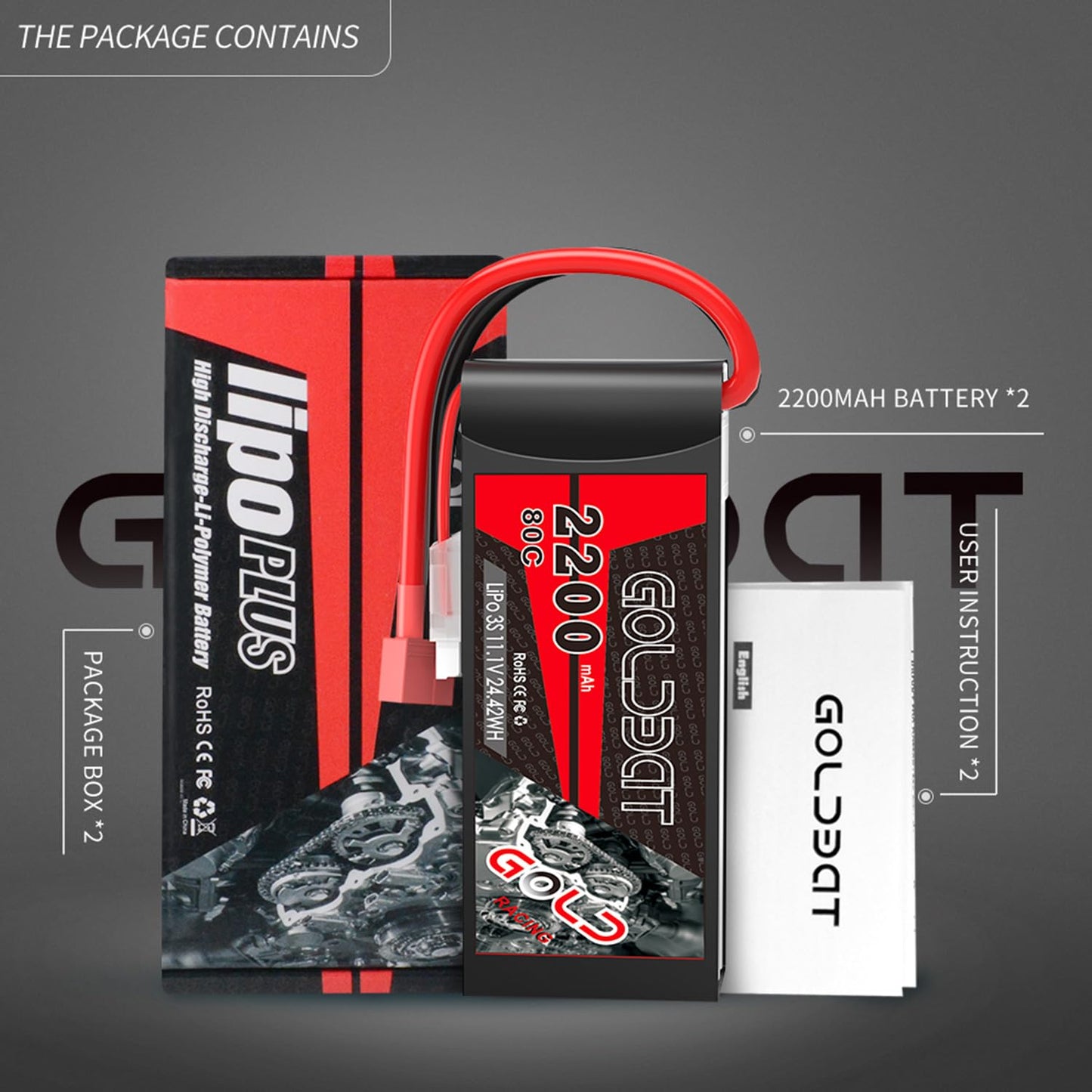 Goldbat Lipo Battery 3S 2200Mah 11.1V 80C Shorty Pack Battery With T Plug For Rc Car Truck Vehicles Rc Drone Quadcopter Helicopt