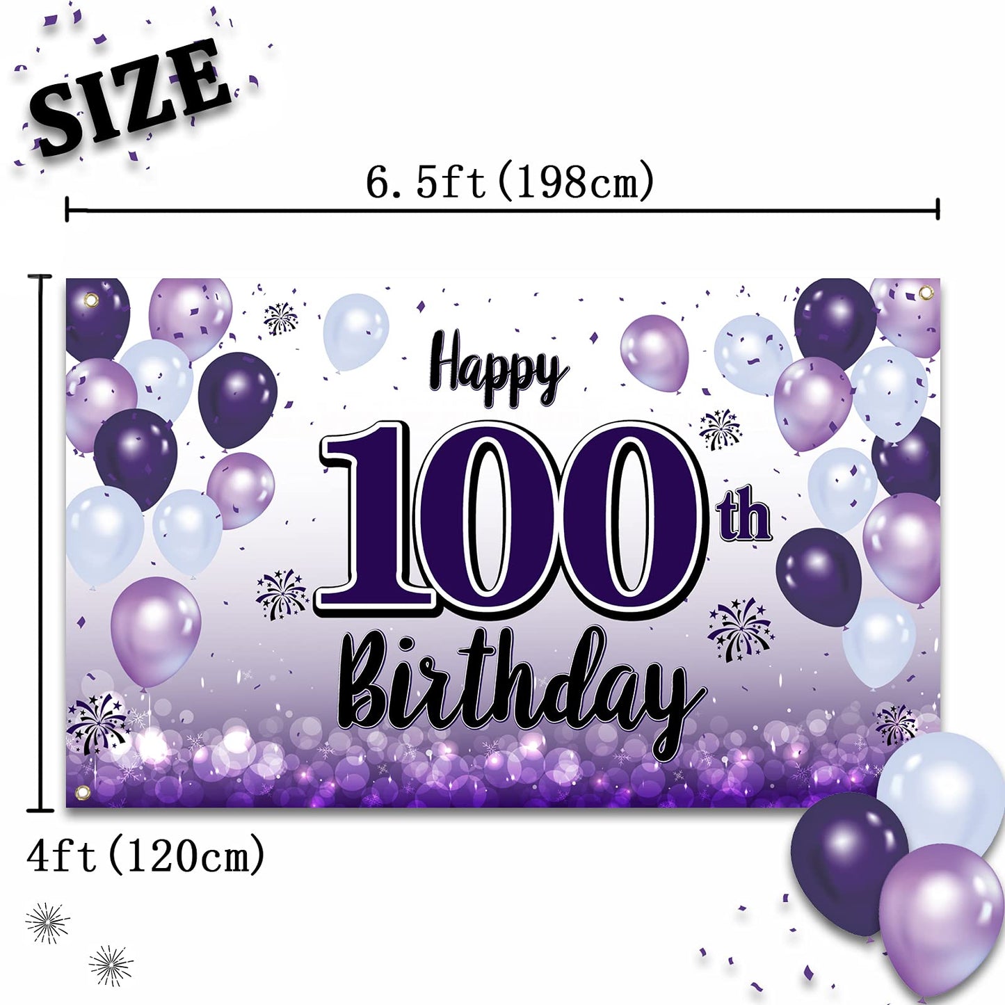 LASKYER Happy 17th Birthday Decorations,17th Purple Balloon Large Birthday Banner Backdrop Sign,Cheers to Seventeen Years Old Bd