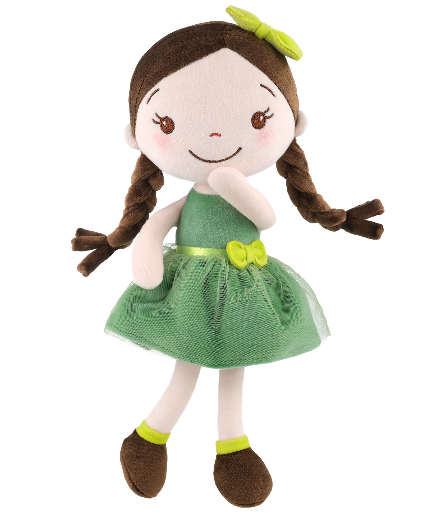 GAGAKU Soft Plush Baby Doll for Girls (12 ) - My First Baby Doll Gift for Girls  Toddlers & Infants  Machine Washable Rag Doll Toy - Forest Girl