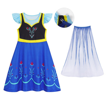 Wonderbabe Snow Queen Princess Dresses Girls Costumes Birthday Party Halloween Costume Cosplay Dress Up For Little Girls With Cape 9-10