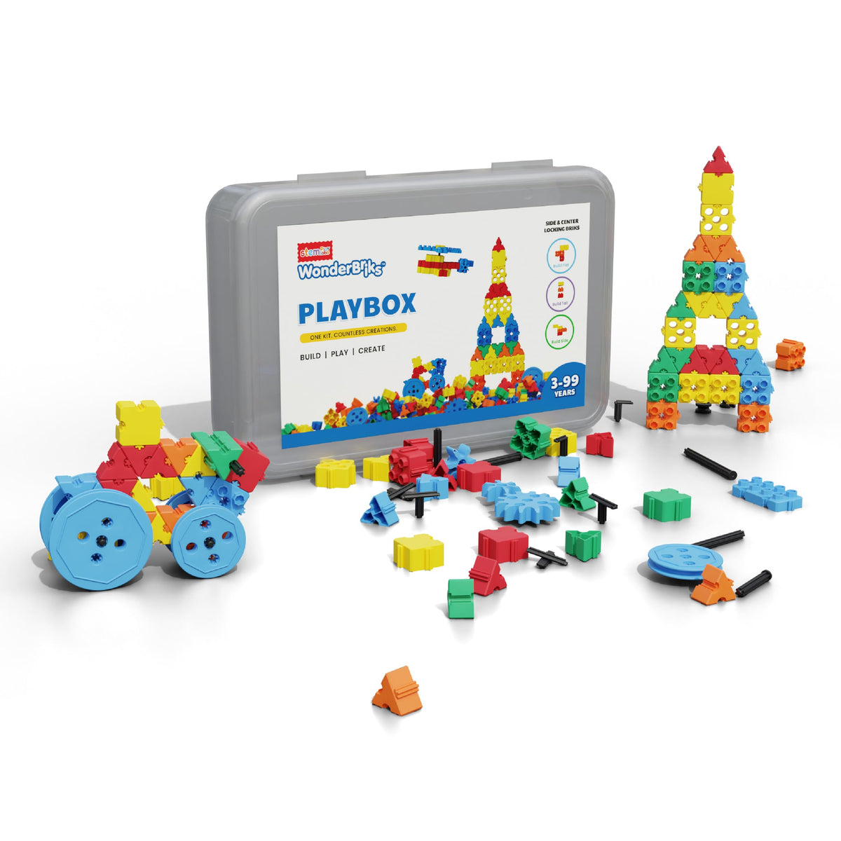 Stemplay Labs Wonderbriks Play Box  Age: 399 | Pieces: 75 | Play Type: OpenEnded Building| Blocks  Early Learning  Screen F