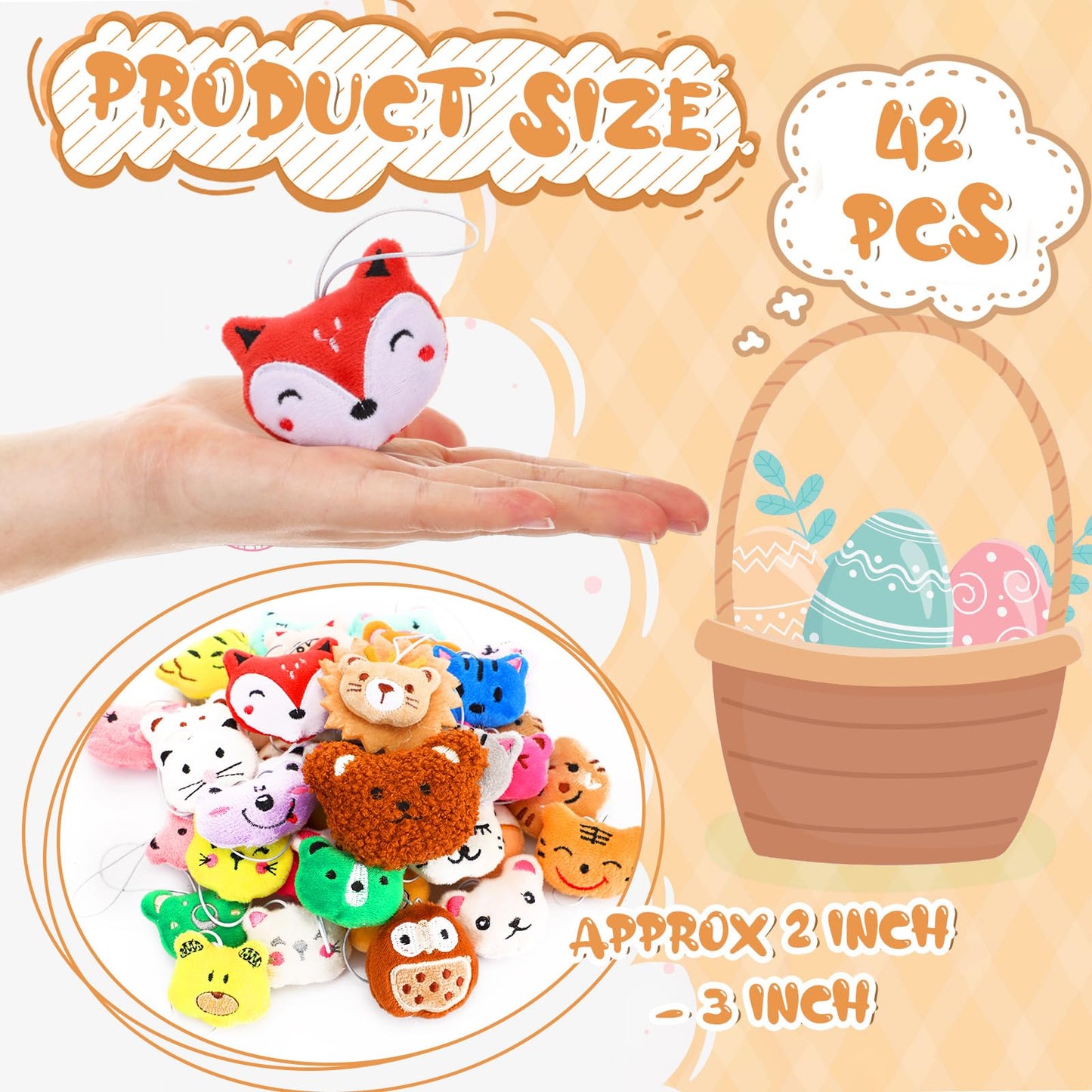 Sumind 42 Pcs Mini Plush Animals Toys Set, Cute Small Stuffed Animal Plush Keychain Decorations For Easter Themed Party Favors, Carnival Prizes, Rewards, Goodie Bags Filler(Lovely Style)