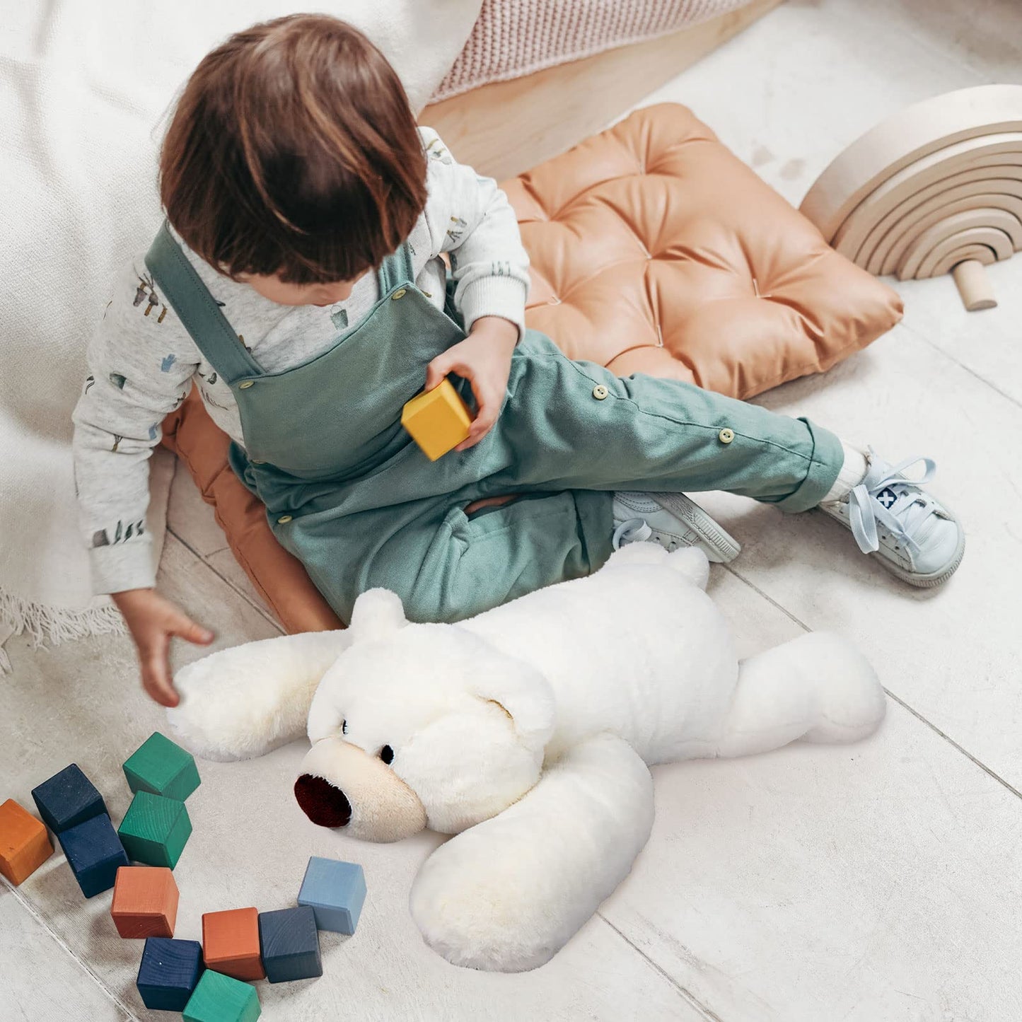 Niuniu Daddy 20' | 3.3 Pound Polar Bear Weighted Stuffed Animals, Large White Bear Plush Toy Pillow With Fluffy Fur For Kids Adults Teens Cute Stuffy Animal For Valentine Christmas Birthday Gift