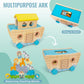 WOODENFUN Toddlers Wooden Noah's Ark Toy Playset, Montessori Shape Sorter, 5"x10"x10", Ideal for Boys & Girls, Model 55020-ZJ