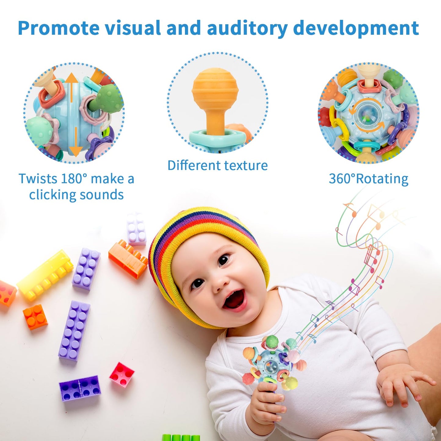 Accevo Baby Teething Toys Silicone Baby Teether Toys For 6-12 Months Chew Toys For Sucking Needs, Baby Teether For Soothing Sore