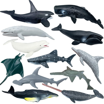 Higherbros Sharks Figures Sea Animals Whale Toys Set Ocean Animal Action Figures, Great For Kids Bath Toys, Beach Toys, Cake Top