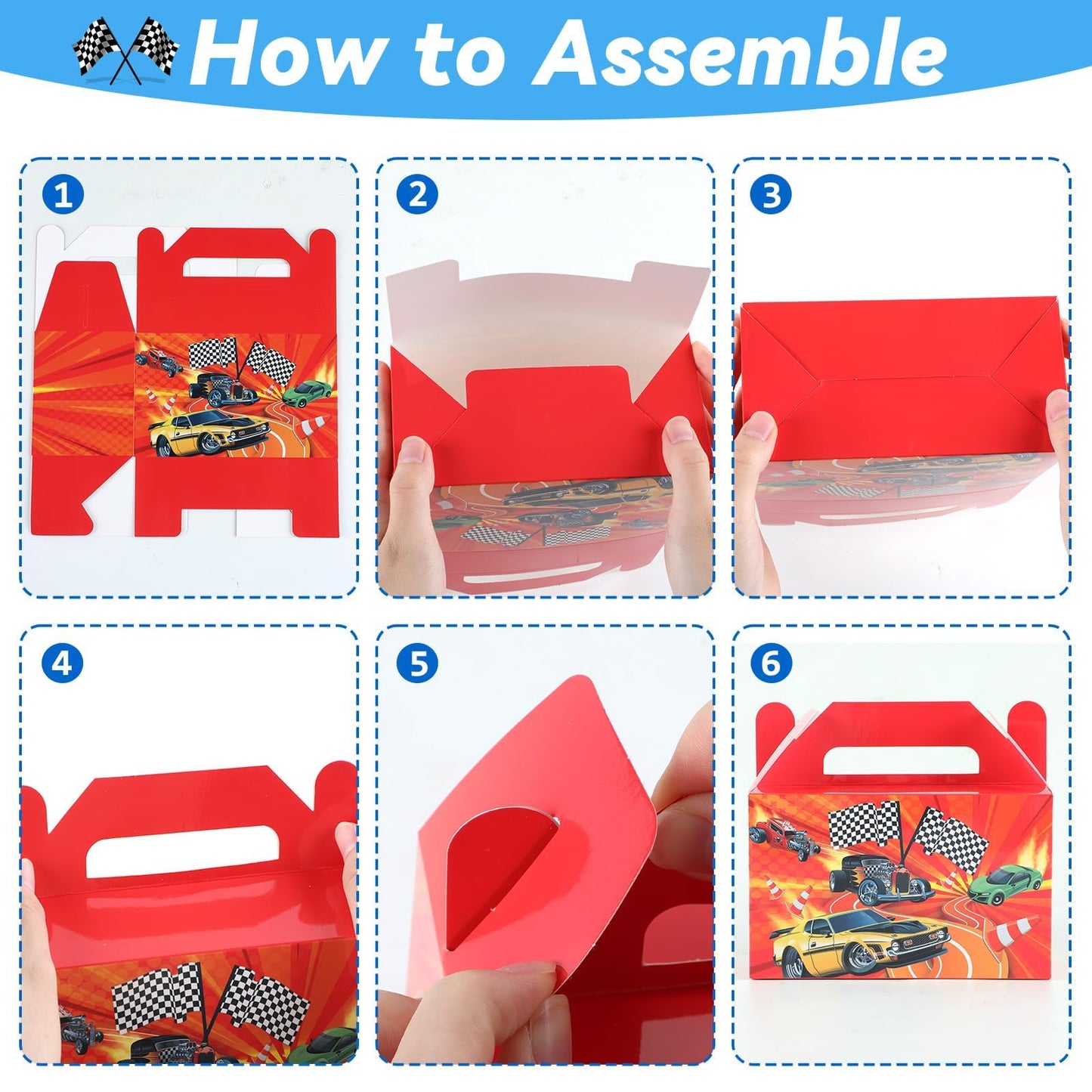 12Pcs Race Car Party Treat Boxes Hot Car Gift Box Birthday Party Supplies Wheels Wild Goodie Gift Boxes Race Car Party Favor Box