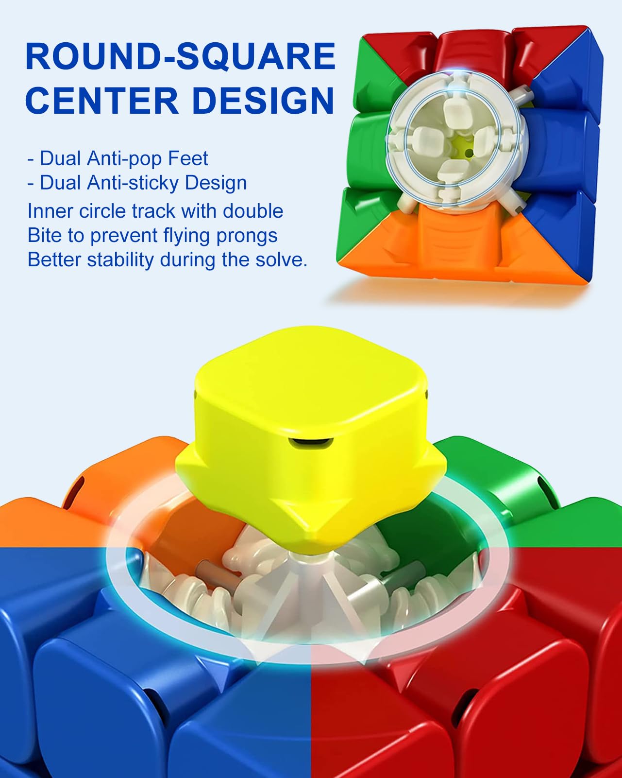 Cfmour Magnetic Speed Cube 3X3 - Moyu Rs3M Stickerless Cube, 48 Magnets - Super Fast Problem-Solving Brain Teaser Puzzle Toy For