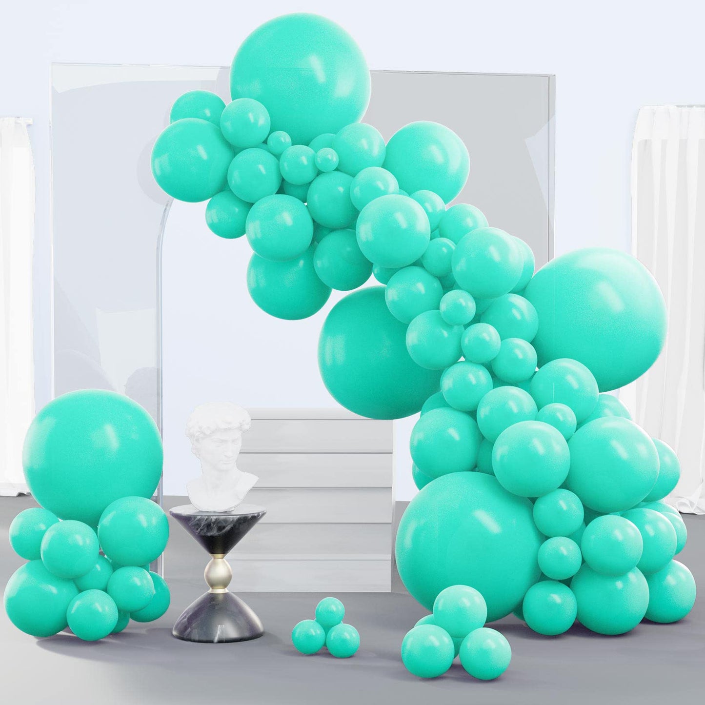 PartyWoo Teal Balloons, 140 pcs Pack - 5" to 18" Rubber Balloons for Birthday Decorations, Teal-Y69
